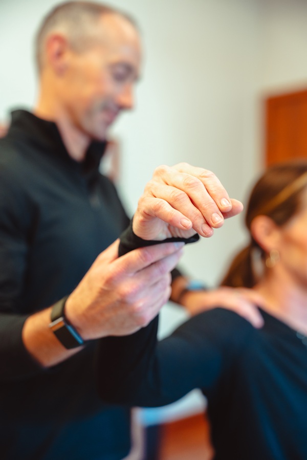 Client is getting an initial evaluation for auto accident injury treatment.